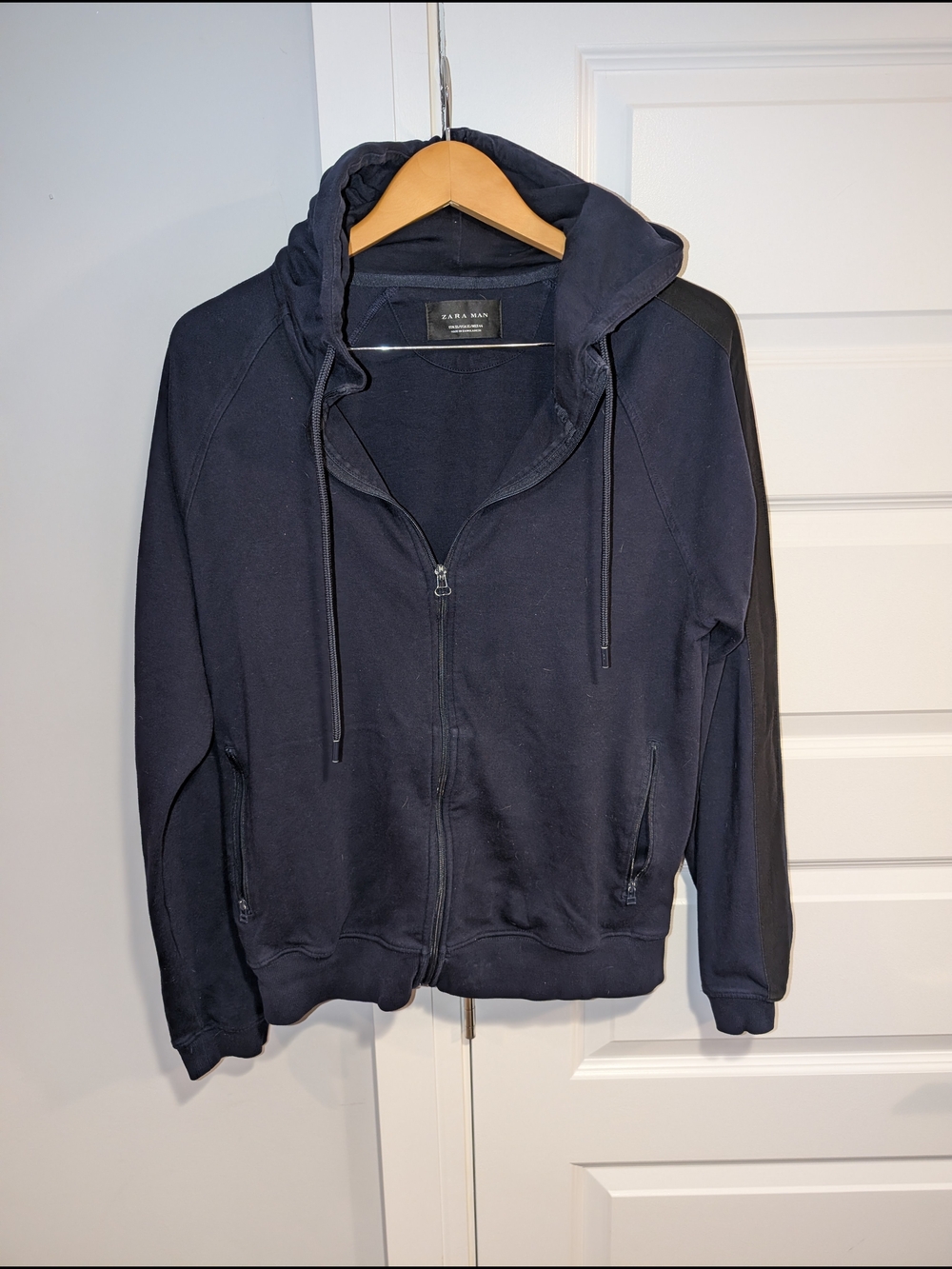 Zara Navy Blue Hooded Zip-Up Jacket